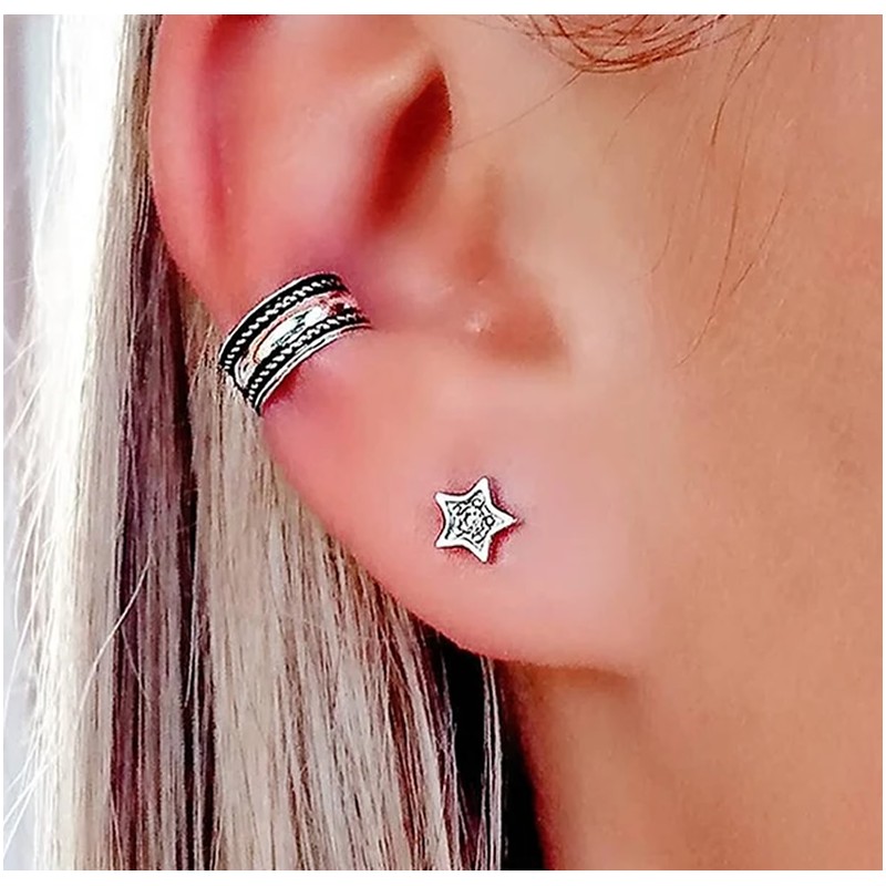 pendientes de estrella con circonitas blancas