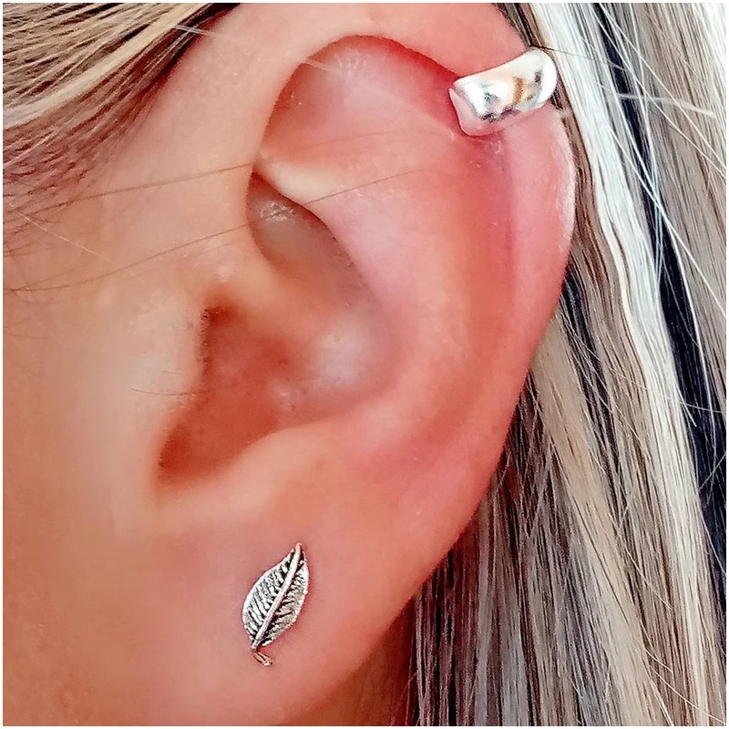 pendientes hojita plata