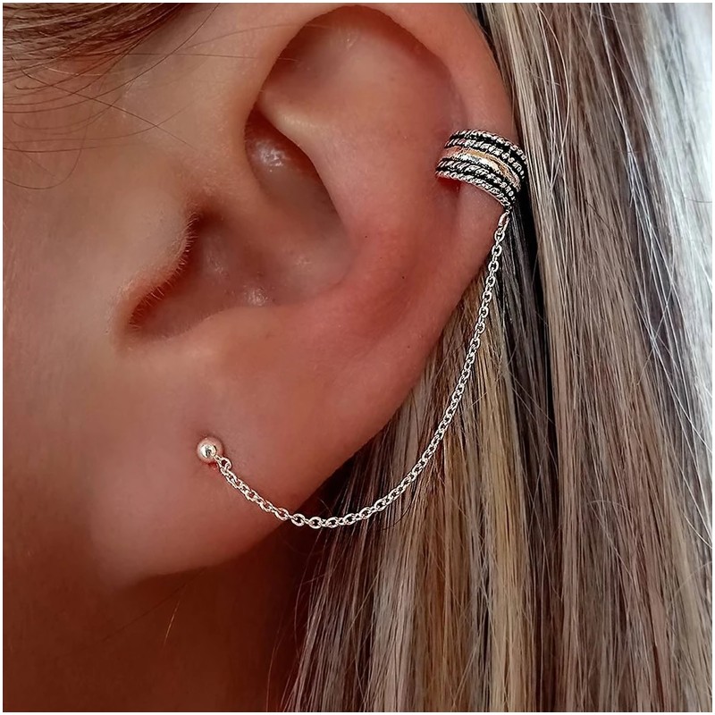 ENA Ear Cuff in 925 Sterling Silver – Elegance with a Delicate Chain