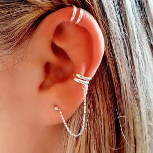 pendientes ear cuff con cadena 2