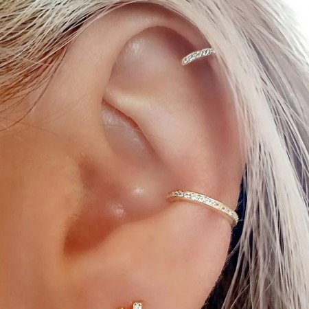 ear cuff oro circonitas blancas