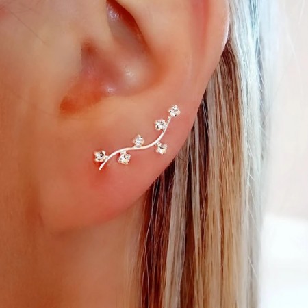 Climbing earrings with six zircons