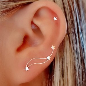 pendientes trepadores estrellas plata