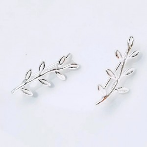 Silver Leaf Climbing Earrings 2