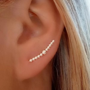 pendientes trepadores bolitas plata