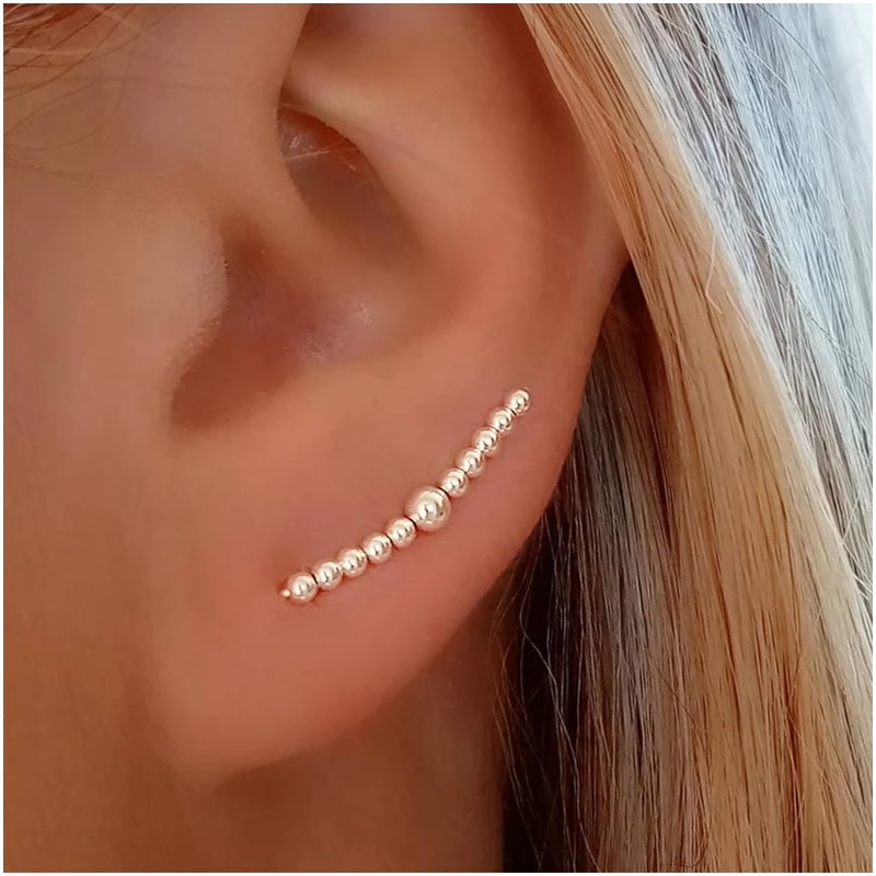 pendientes trepadores bolitas plata