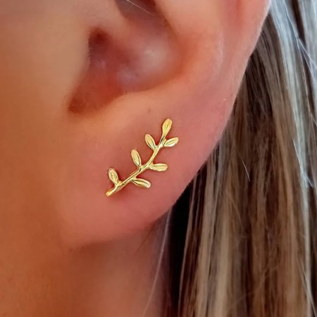 pendientes trepadores ramitas oro