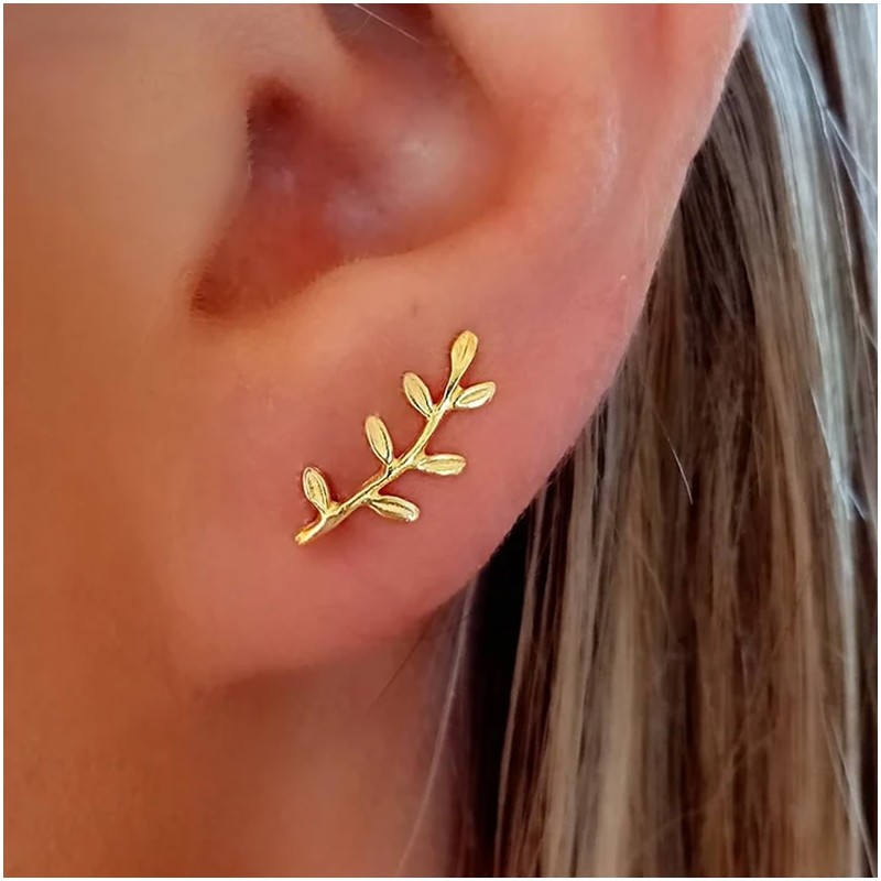 pendientes trepadores ramitas oro