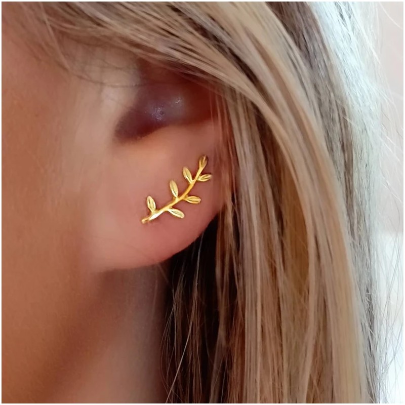 pendientes trepadores ramitas oro