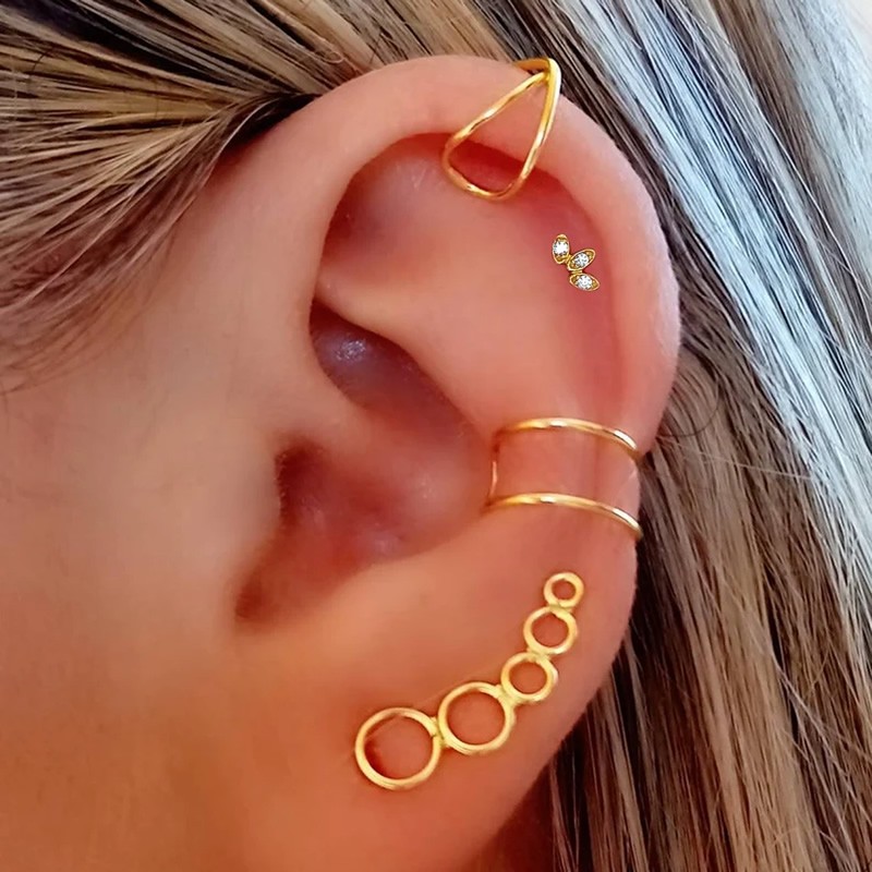pendientes cartilago oro lineas