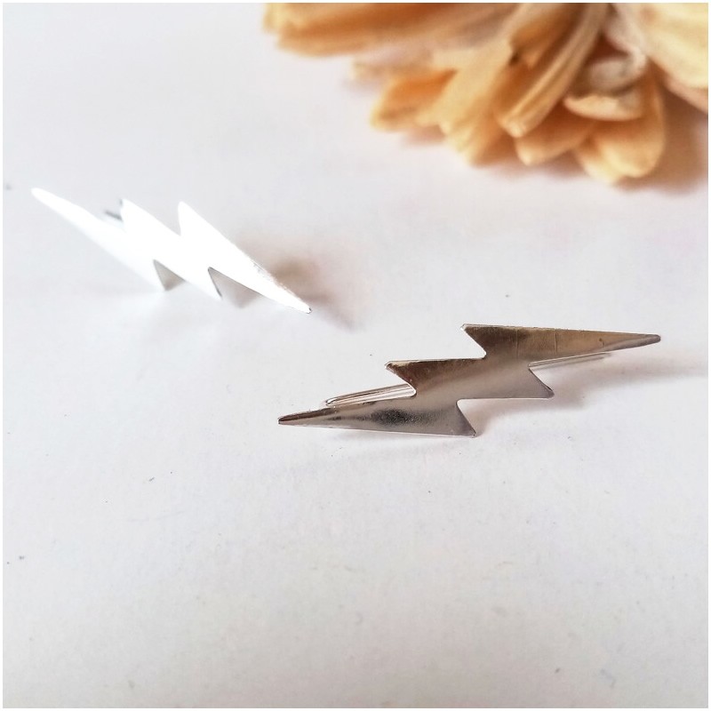 Lightning bolt ear climbers in sterling silver