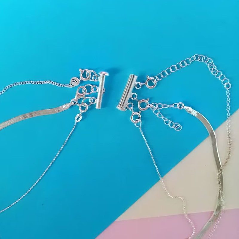 Demonstration of 925 Silver Clasp Connecting Three Necklaces