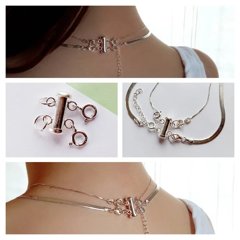 Elegant Sterling Silver Clasp for Double Necklace Layering