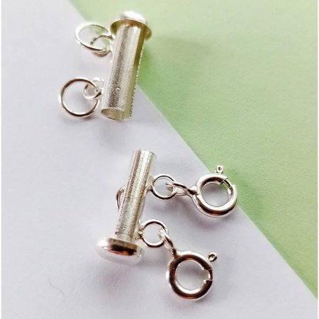 Close-up of Silver Necklace Layering Clasp – Holds Two Chains Securely