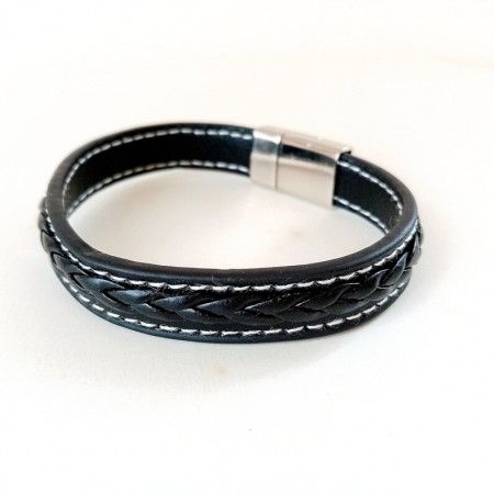 leather bracelet black men