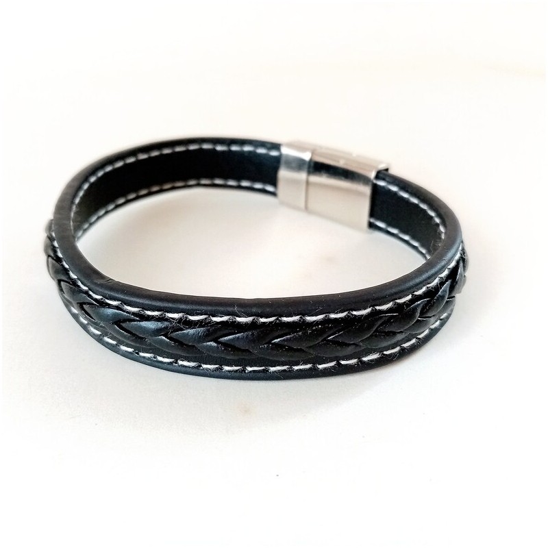 leather bracelet black men