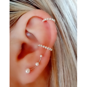 pendientes para el cartilago con bolitas de plata