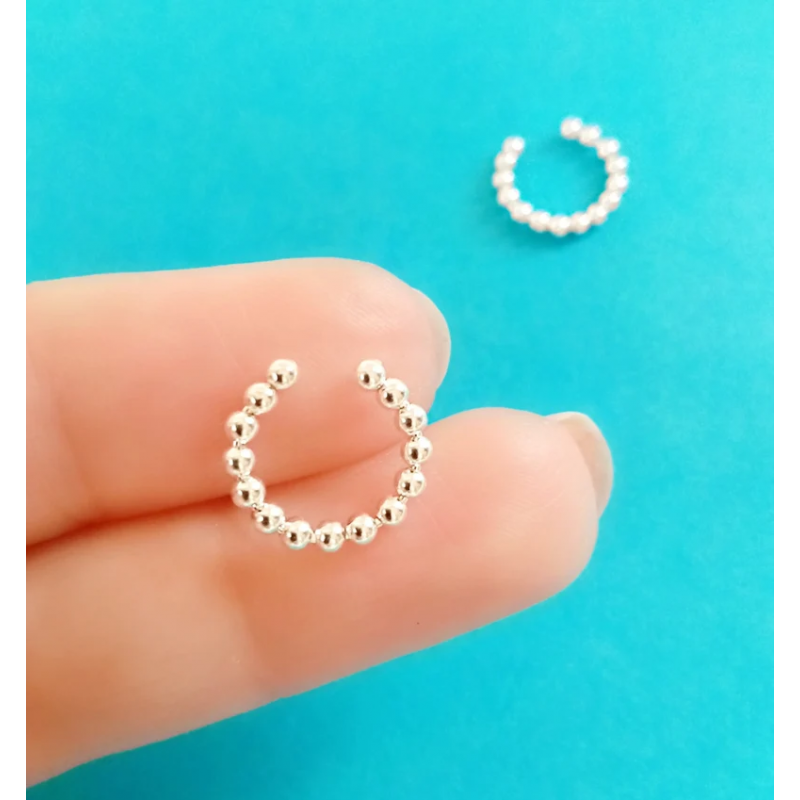 ear cuff silver beads