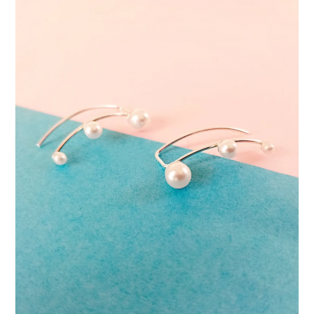 pendientes trepadores plata y perlas