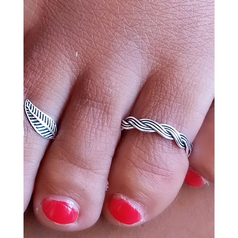 anillo de pie en plata de ley