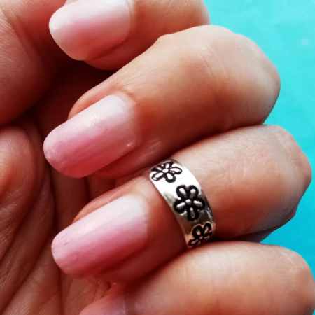 anillo midi flores plata