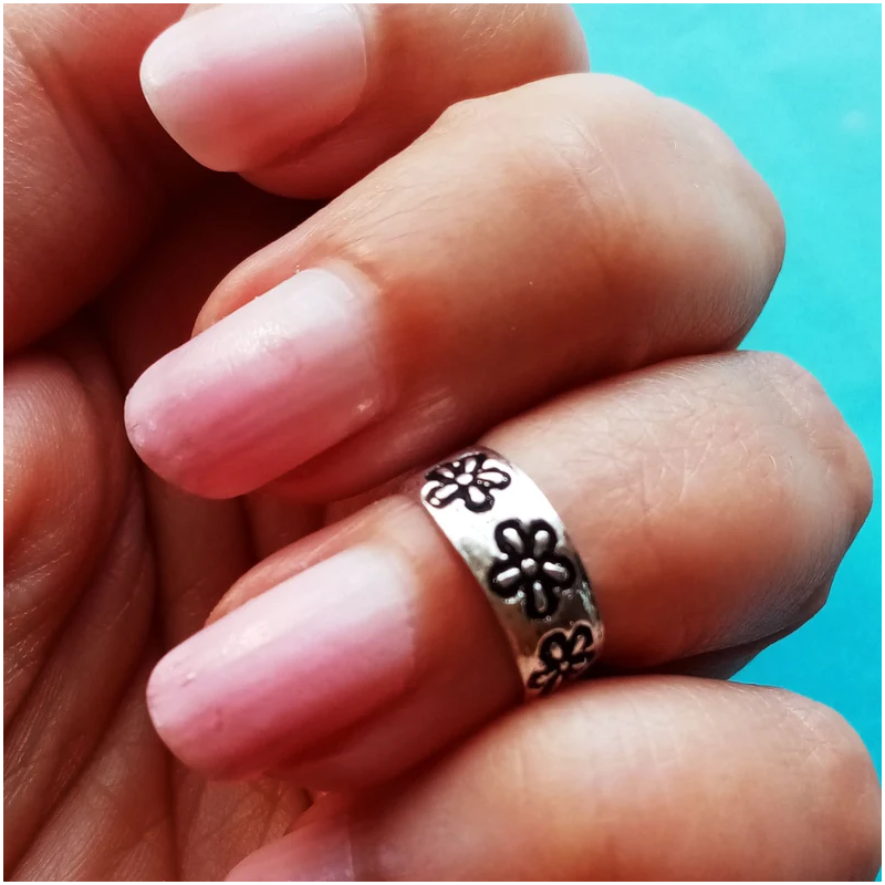 anillo midi flores plata