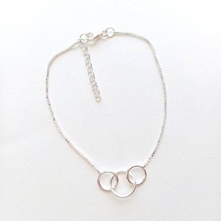 Three Interlocking Rings Silver Bracelet 925