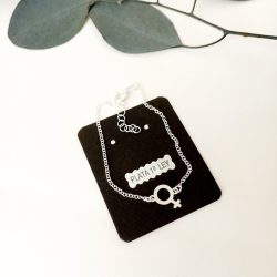 Silver woman symbol bracelet