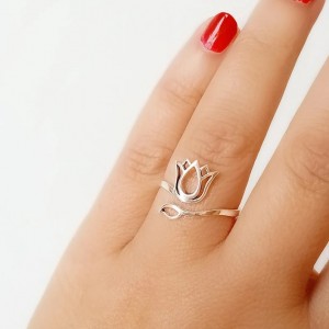 Lotus Flower Silver Ring 2