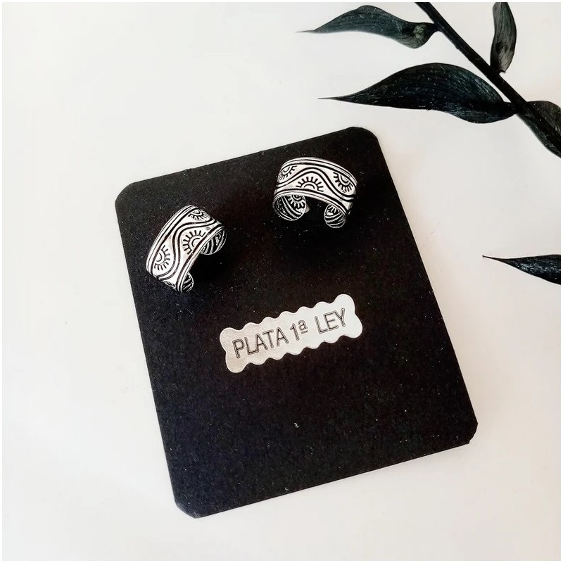 Adjustable sun ear cuffs in sterling silver with worldwide shipping.