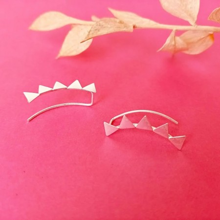 pendientes trepadores plata triangulares