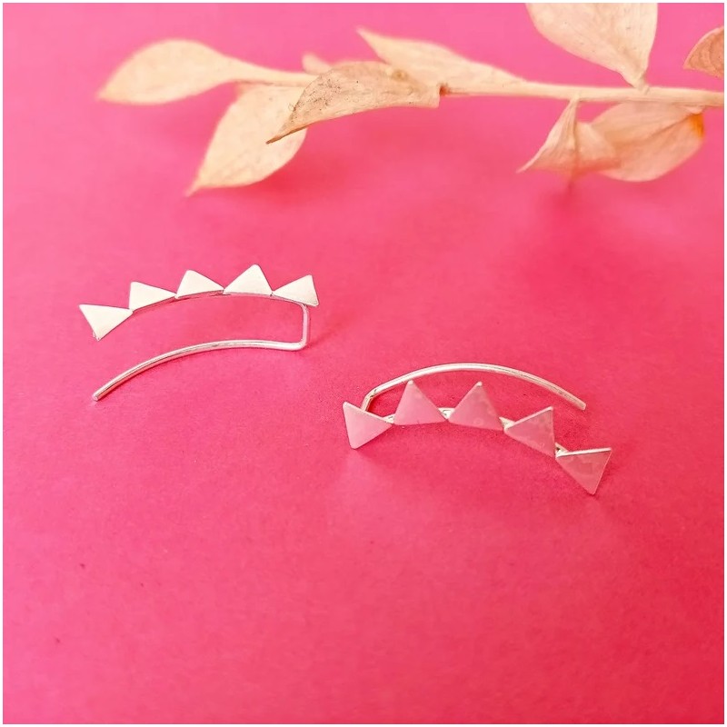 925 Sterling Silver Triangle Ear Climber Earrings – Modern and Minimalist Design