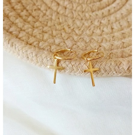 Hoop Earrings golden cross