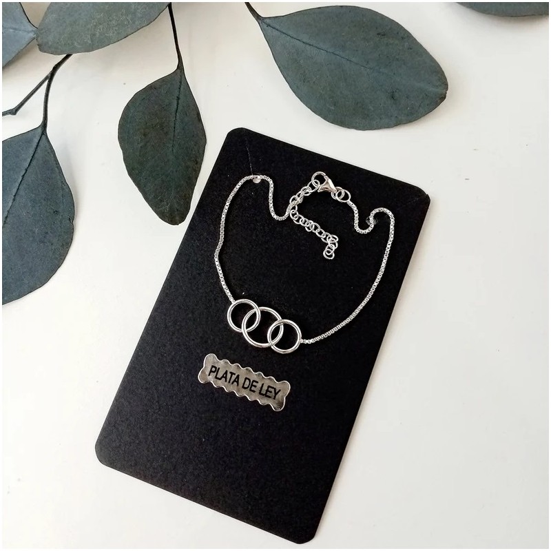 Three Interlocking Rings Silver Bracelet 925