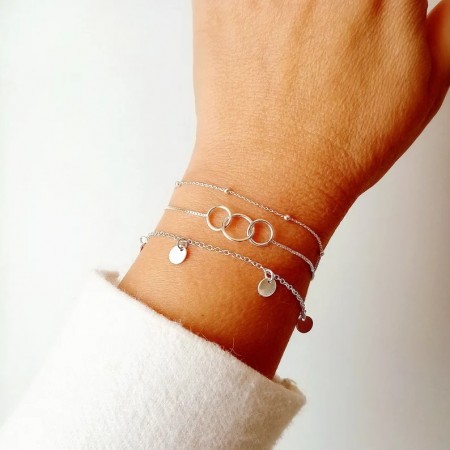 combi pulseras circulos plata