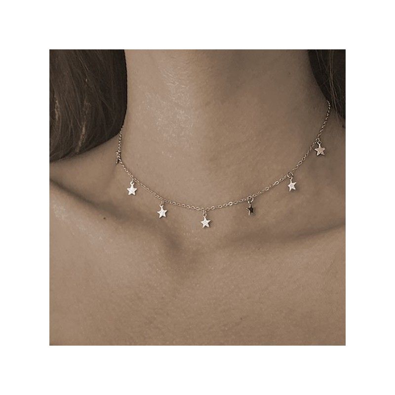 Gargantilla plata estrellas colgando Meissa