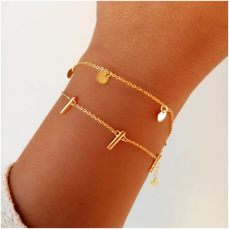 pulsera chapitas oro