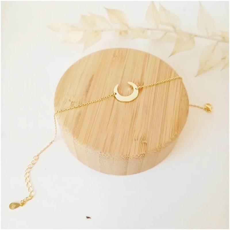 pulsera luna en plata de ley con baño de oro de www.puravidapulseras.com