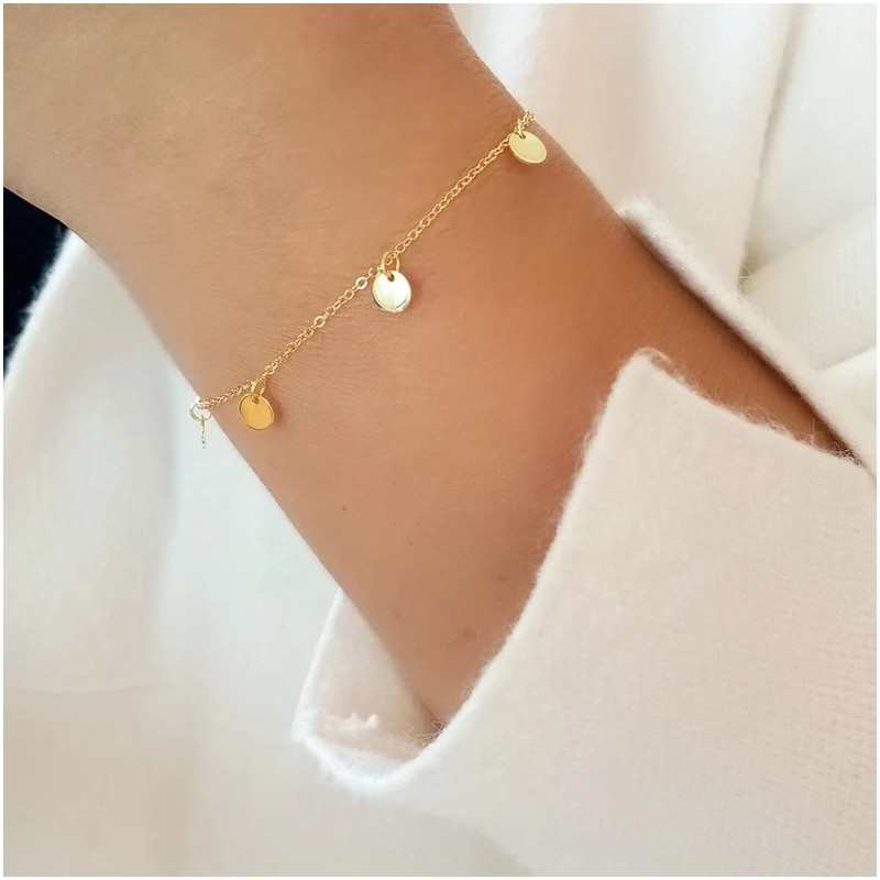 pulsera chapitas baño de oro