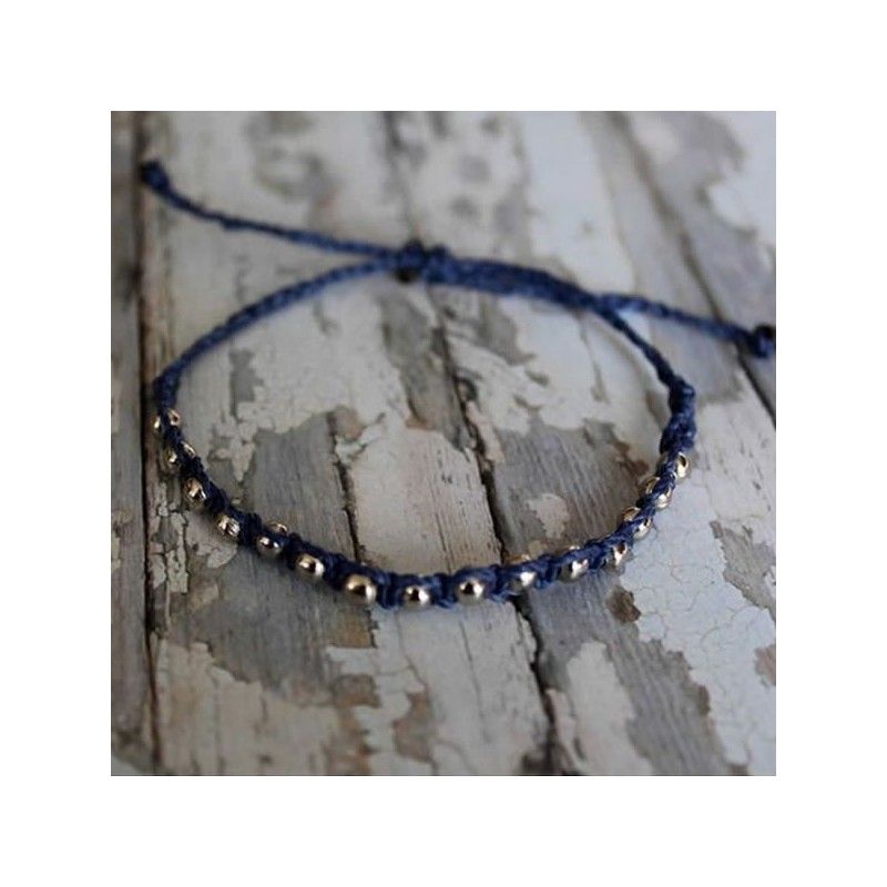 Pulsera de hilo encerado y bolas de plata santorini