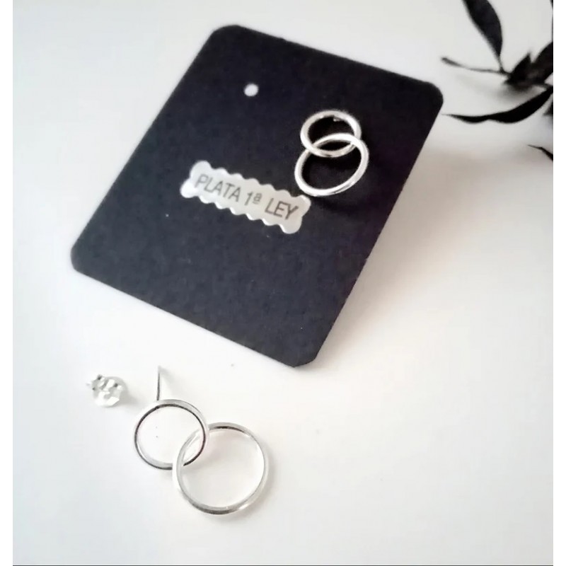 Silver Earrings two hoops linked