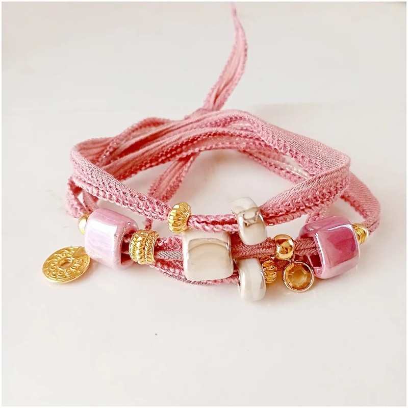 pulsera boho rosa palo