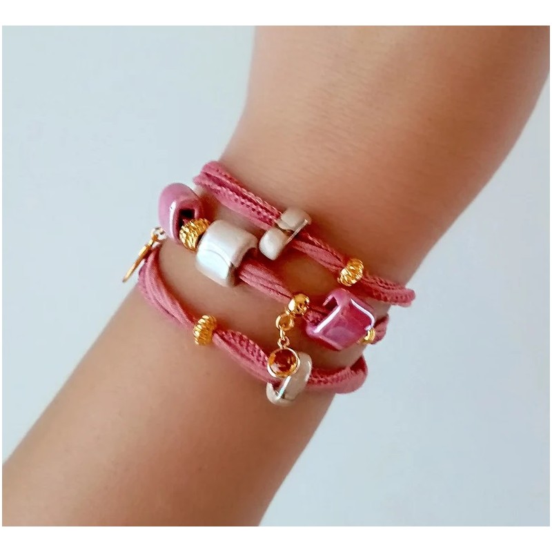 Boho Chic Gold Pink Bracelet