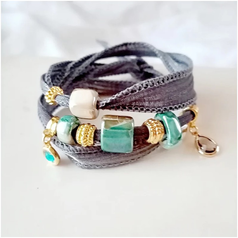 pulsera hippie chic gris