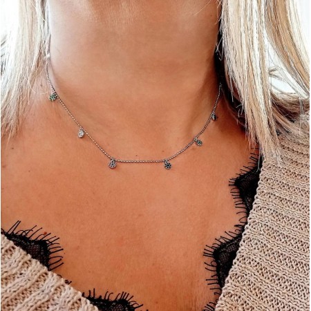 Collar Circonitas Colores Plata