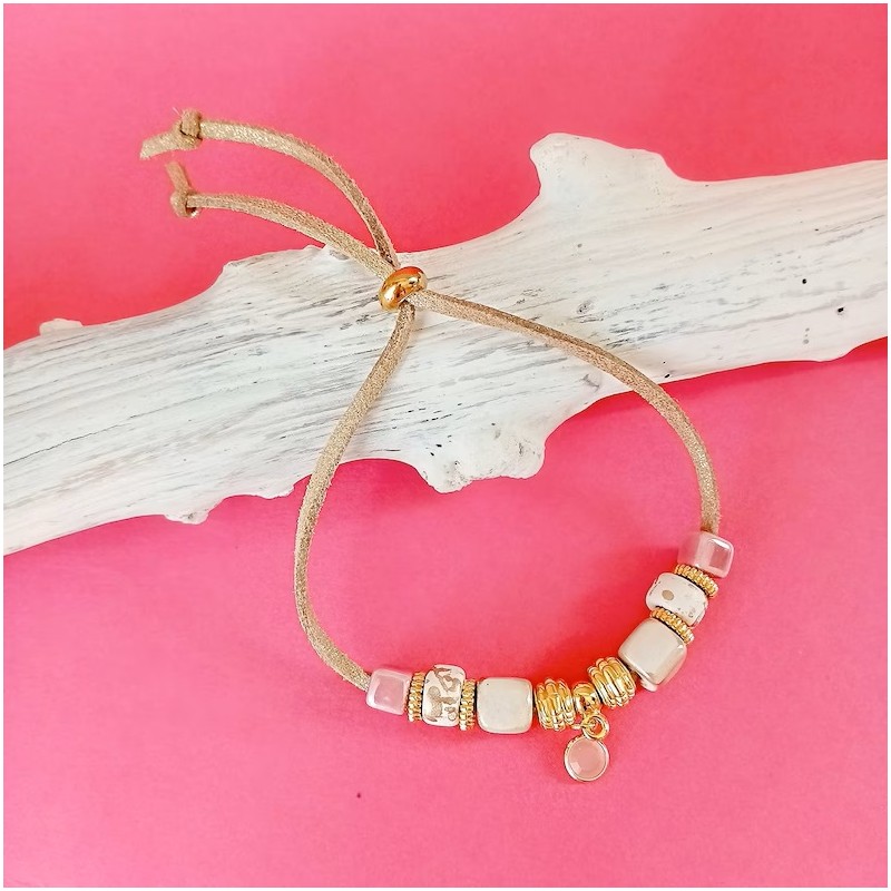 Gold Leather Bracelet Pinki