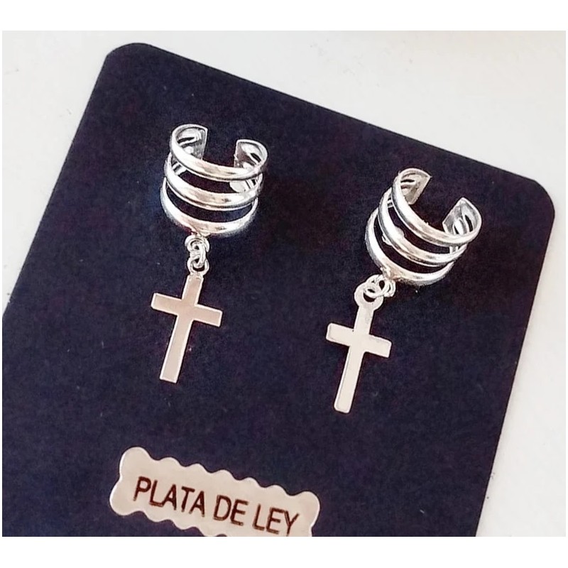 silver ear cuff cross