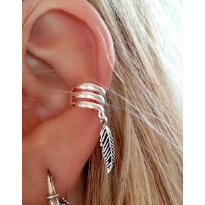 Silver Feather Cartilage Earring