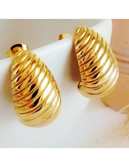 pendientes gota oro bottega croisant textura tramado