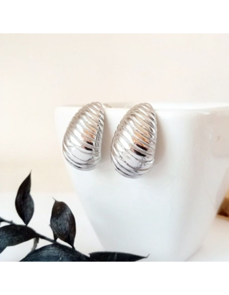 Silver Croisant Drop Earrings